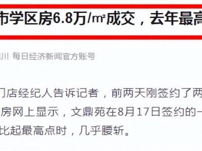 杭州顶豪学区房单价仅6.8万成交价跌到6.8万元