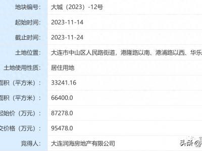 中山区东港板块再掀抢地大战！大城（2023）-12号地块